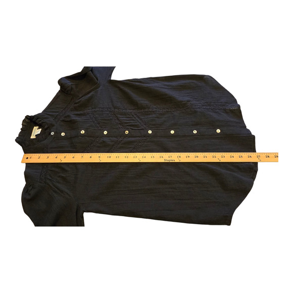 Sundance Louisa Button Up Blouse Womens Black Size XS High Ruffle Neck Feminine - Picture 10 of 11